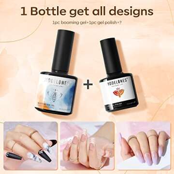 modelones Blooming Gel Nail Polish, 15 ml Clear Marble Nail Design Kit, Nail Art Accessories for Spreading Effects, Floral Print, Watercolor Design