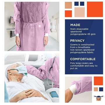 Pink Disposable Isolation Gowns - 10 Pack Medical Safety Gowns
