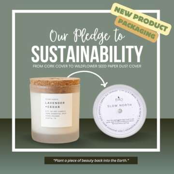 Slow North Lavender + Cedar Candle - Essential Oils and Pure Soy Wax Candle in a Reusable Frosted Glass Jar - A Unique Scented Candle Hand-Poured in The USA (8 oz)