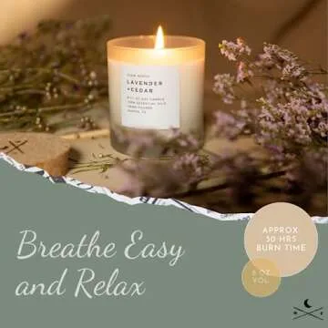 Slow North Lavender + Cedar Candle - Essential Oils and Pure Soy Wax Candle in a Reusable Frosted Glass Jar - A Unique Scented Candle Hand-Poured in The USA (8 oz)