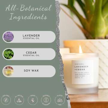Slow North Lavender + Cedar Candle - Essential Oils and Pure Soy Wax Candle in a Reusable Frosted Glass Jar - A Unique Scented Candle Hand-Poured in The USA (8 oz)