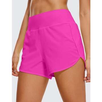 CRZ YOGA High Waisted Running Shorts for Women - 4'' Liner for Gym Athletic Workout with Zipper Pock...
