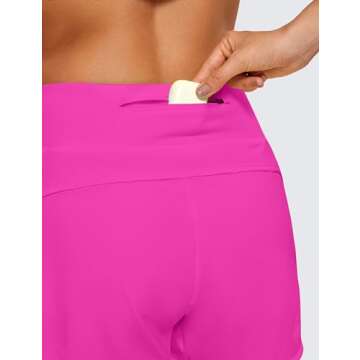 CRZ YOGA High Waisted Running Shorts for Women - 4'' Liner for Gym Athletic Workout with Zipper Pocket Breathable Hibiscus Purple Medium
