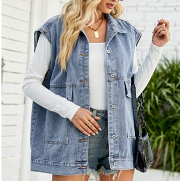 Stylish PAODIKUAI Women's Denim Vest with Hood Option