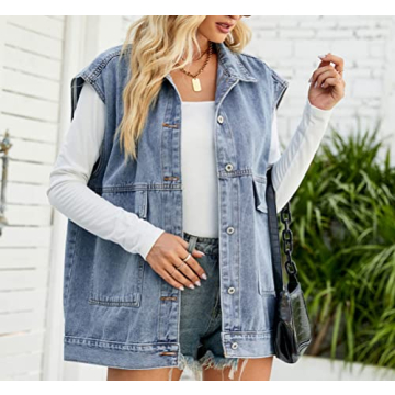 Stylish PAODIKUAI Women's Denim Vest with Hood Option