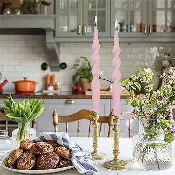 Stylish Pink Spiral Taper Candles Set for Home Decor