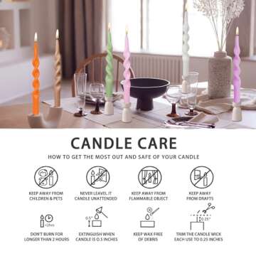 Pink Candlesticks Spiral Taper Candle - Set of 2 Unscented Twisted Candle Wax 10 Inch Long Candle Sticks Tapered Candles for Home Decoration Holiday Wedding,1D-Pink