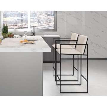 LIVINOVA Modern Counter Height Bar Stools Set of 2