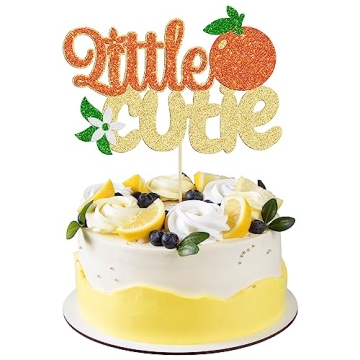 Gyufise Little Cutie Cake Topper - Glitter Orange Fruit Pick for Kids' Parties