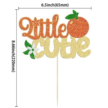 Gyufise Little Cutie Glitter Orange Cake Topper for Parties