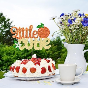 Gyufise Little Cutie Glitter Orange Cake Topper for Parties