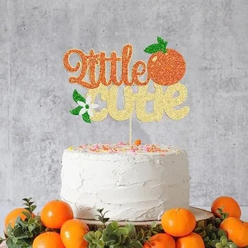 Gyufise Little Cutie Glitter Orange Cake Topper for Parties