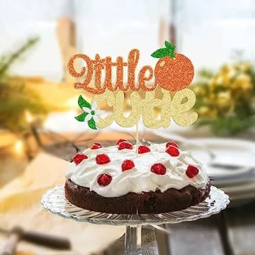 Gyufise Little Cutie Glitter Orange Cake Topper for Parties
