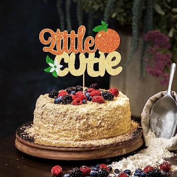 Gyufise Little Cutie Glitter Orange Cake Topper for Parties