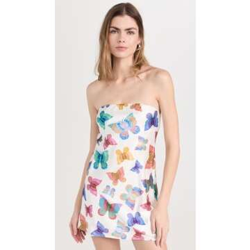 Show Me Your Mumu Women's Taylor Tube Mini Dress, Rainbow Butterflies