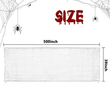 Watayo 500x39 Inch Large Size Spooky Cloth-White Scary Creepy Cloth-Windows Doorways Cover Gauze for...