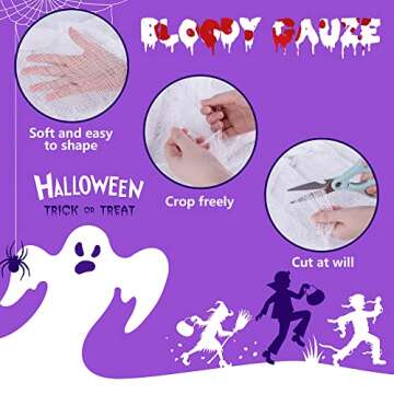 Watayo 500x39 Inch Large Size Spooky Cloth-White Scary Creepy Cloth-Windows Doorways Cover Gauze for Halloween Party Haunted House Decor