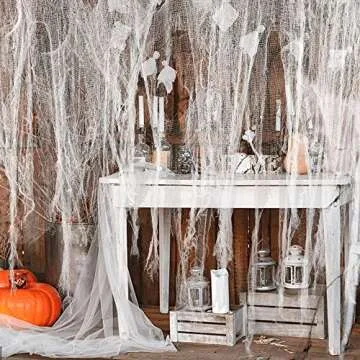 Watayo 500x39 Inch Large Size Spooky Cloth-White Scary Creepy Cloth-Windows Doorways Cover Gauze for Halloween Party Haunted House Decor