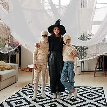 Watayo 500x39 Inch Large Size Spooky Cloth-White Scary Creepy Cloth-Windows Doorways Cover Gauze for Halloween Party Haunted House Decor