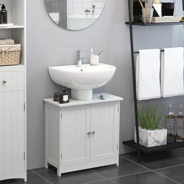 Compact HOMCOM Under Sink Bathroom Cabinet with Adjustable Shelf