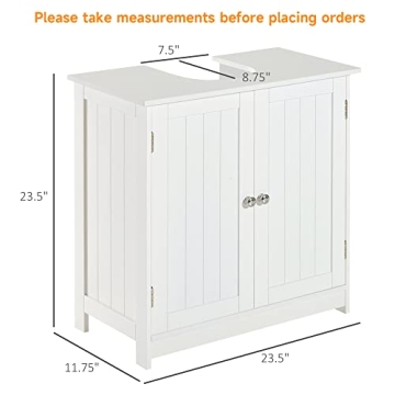 Compact HOMCOM Under Sink Bathroom Cabinet with Adjustable Shelf