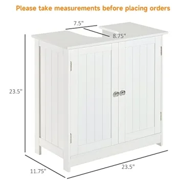 Compact HOMCOM Under Sink Bathroom Cabinet with Adjustable Shelf