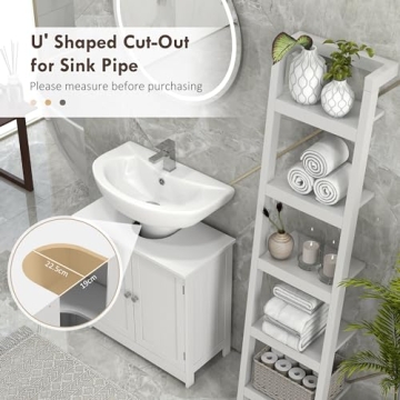 Compact HOMCOM Under Sink Bathroom Cabinet with Adjustable Shelf