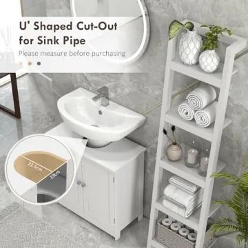 Compact HOMCOM Under Sink Bathroom Cabinet with Adjustable Shelf