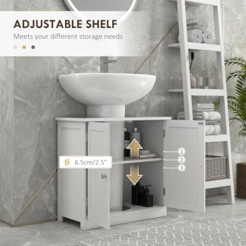 Compact HOMCOM Under Sink Bathroom Cabinet with Adjustable Shelf