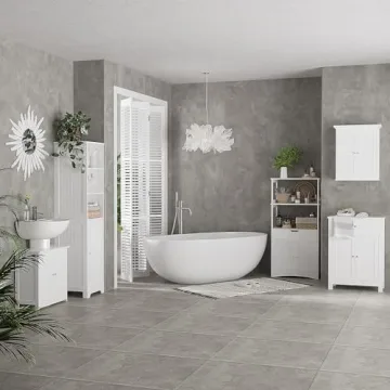 Compact HOMCOM Under Sink Bathroom Cabinet with Adjustable Shelf