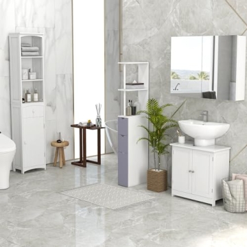 Compact HOMCOM Under Sink Bathroom Cabinet with Adjustable Shelf