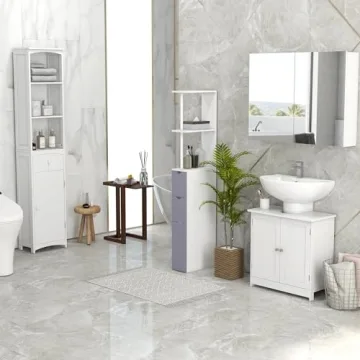 Compact HOMCOM Under Sink Bathroom Cabinet with Adjustable Shelf