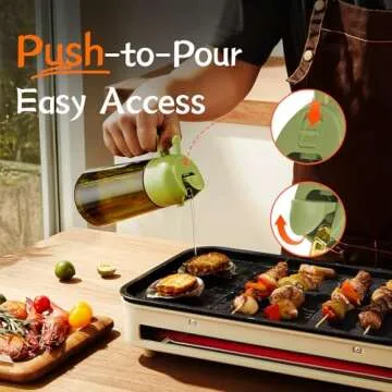 TrendPlain - Original 16oz/470ml Olive Oil Dispenser Bottle for Kitchen Gadgets and Air Fryer Accessories - Olive Oil Sprayer for Cooking w/Stickers (Light Blockage) - Green