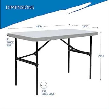 Iceberg IndestrucTable Commercial Folding Table – 24” W x 48” L, 750 lbs Capacity, Platinum