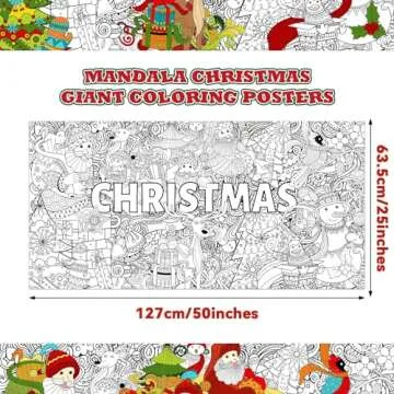 Giant Christmas Coloring Poster for Adults Kids Large Mandala Coloring Tablecloth Sheets Pages Huge ...