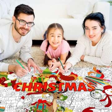 Giant Christmas Coloring Poster for Adults Kids Large Mandala Coloring Tablecloth Sheets Pages Huge Merry Xmas Holiday Gift Home Classroom School Activity Game Wall Decorations Crafts Party Supplies