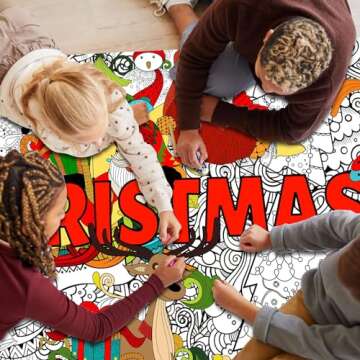 Giant Christmas Coloring Poster for Adults Kids Large Mandala Coloring Tablecloth Sheets Pages Huge Merry Xmas Holiday Gift Home Classroom School Activity Game Wall Decorations Crafts Party Supplies