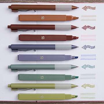 BLIEVE - Aesthetic Highlighters and Gel Pens With Soft Ink And Tip, Bible Highlighters and Pens No Bleed, Dry Fast Easy to Hold, for Bible Journaling Planner Notes School (Earthy, Multicolor)