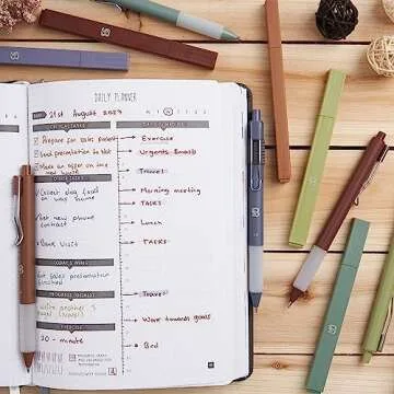 BLIEVE - Aesthetic Highlighters and Gel Pens With Soft Ink And Tip, Bible Highlighters and Pens No Bleed, Dry Fast Easy to Hold, for Bible Journaling Planner Notes School (Earthy, Multicolor)