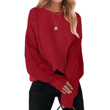 ZESICA Women's Chunky Cable Knit Oversized Sweater - Cozy Fall Fashion