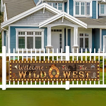 Kimini-Ki Brown Welcome to the Wild West Banner, Western Cowboy Mexican Theme Banner, Wild West Part...