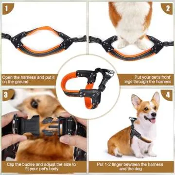 No-Pull Dog Harness- Adjustable, Comfortable Pet Halter Harness,No Choke Pets Padded Mesh Pet Vest Straps, Walk, Train Puppy,Dog Harnesses for Medium Large Dog,Orange,M