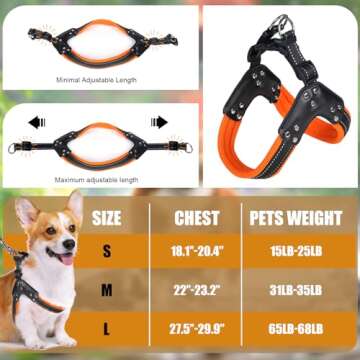No-Pull Dog Harness- Adjustable, Comfortable Pet Halter Harness,No Choke Pets Padded Mesh Pet Vest Straps, Walk, Train Puppy,Dog Harnesses for Medium Large Dog,Orange,M