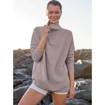 ANRABESS Quarter Zip Oversized Pullover - Fall Fashion