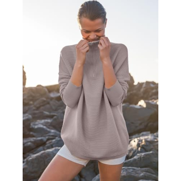 ANRABESS Quarter Zip Oversized Pullover - Fall Fashion