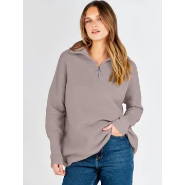ANRABESS Quarter Zip Oversized Pullover - Fall Fashion