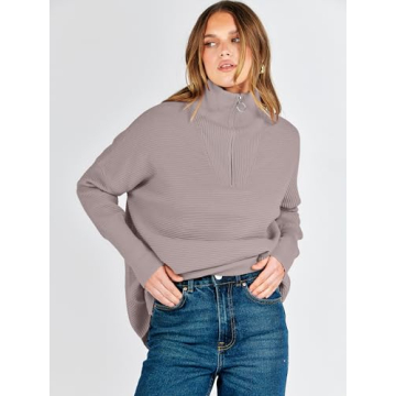 ANRABESS Quarter Zip Oversized Pullover - Fall Fashion