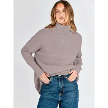 ANRABESS Quarter Zip Oversized Pullover - Fall Fashion