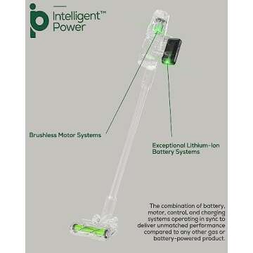 Greenworks 24V Brushless Cordless Stick Vacuum, Lightweight, Handheld, Pet, Anti-Allergen HEPA Filtration, Hard Floor, Carpet, Car, 4Ah Battery, and 30-Minute Charge Time (Green)