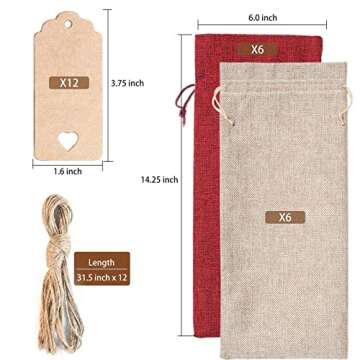 Elegant 12 Pcs Burlap Wine Bags with Gift Tags - Perfect for Every Occasion